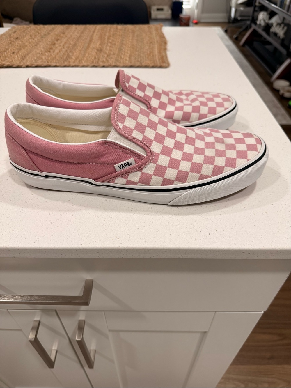 Vans Pink and White Checkerboard Slip-On Sneakers - Picture 2 of 4